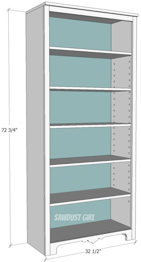 Free Plans to build a tall bookshelf with adjustable shelves from 