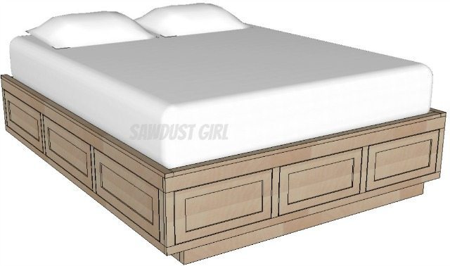Woodwork Plans Queen Platform Bed With Drawers PDF Plans
