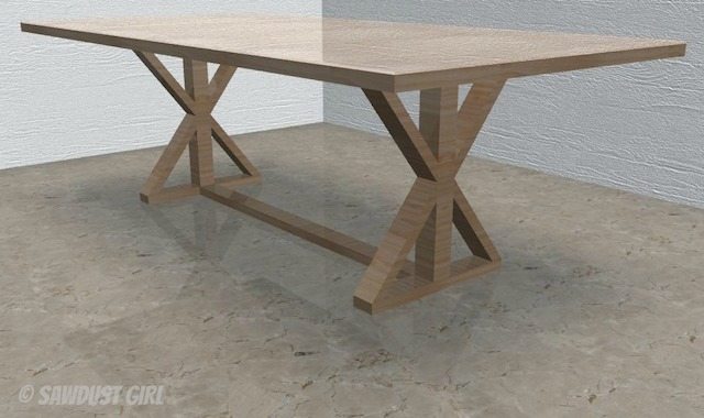DIY X Base Dining Table – free plans