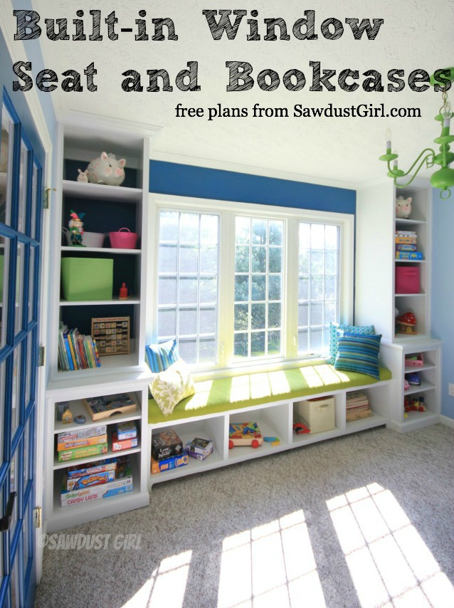Built-in window seat and storage cabinets – free plans