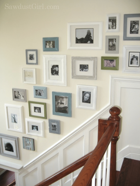 Picture Frame Gallery Wall at www.sawdustgirl.com