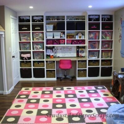 Playroom Built-in Storage and Homework Center