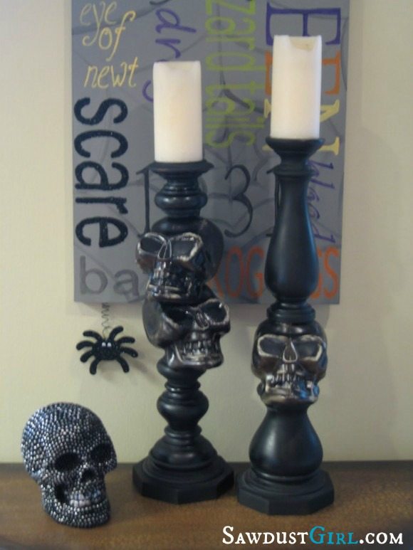 $5 spooky skull candlesticks