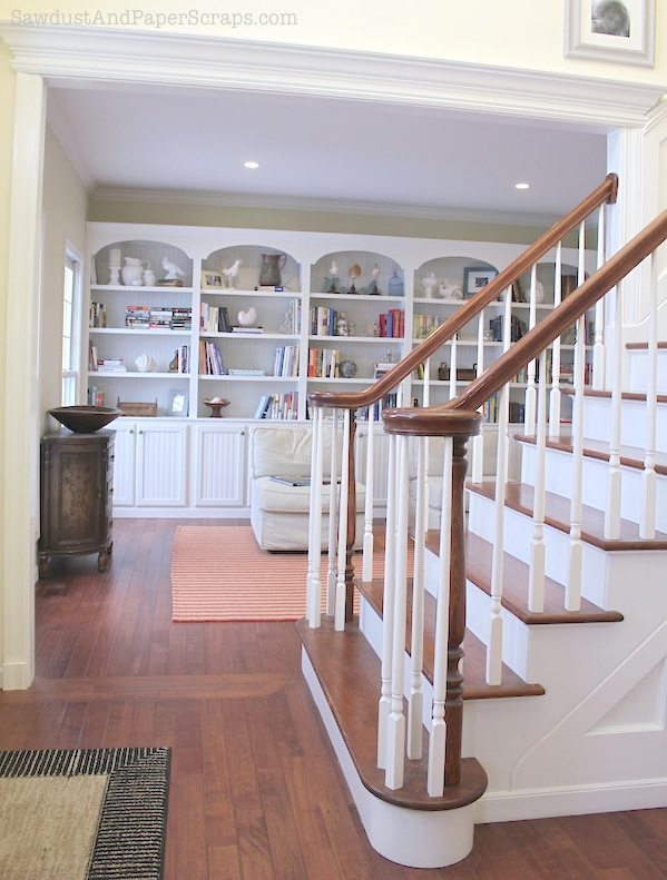 library built-in bookshelves