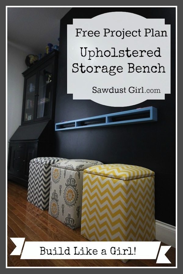  Upholstered Storage Bench Tutorial from @Sawdust Girl