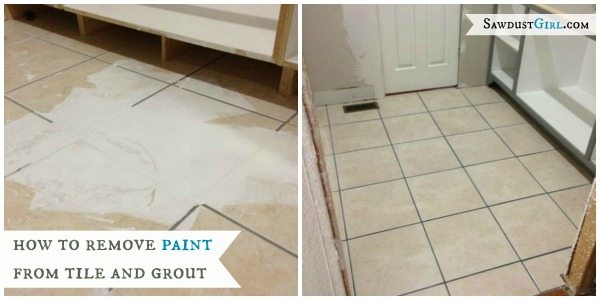 Romove paint from tile and grout -before-after