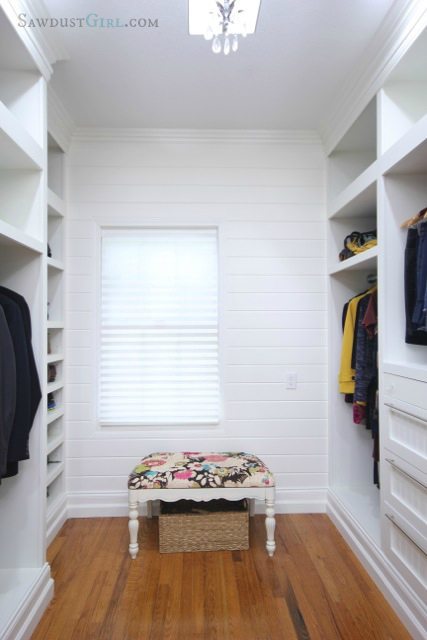 master closet plank wall at SawdustGirl.com