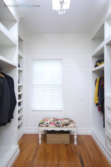 master closet plank wall at SawdustGirl.com