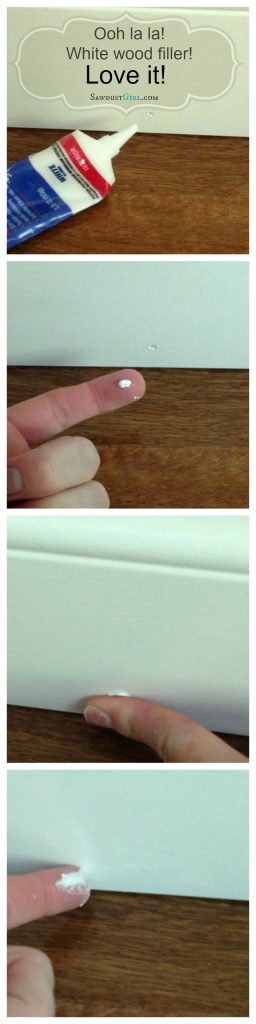 Filling Nail Holes In Trim Molding With White Wood Filler Sawdust Girl