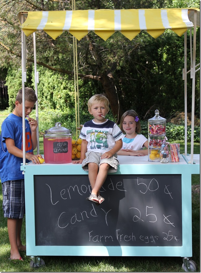 Iemonade cart with spray painted striped canopy