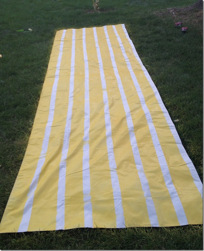 Using fabric spray paint to create stripes