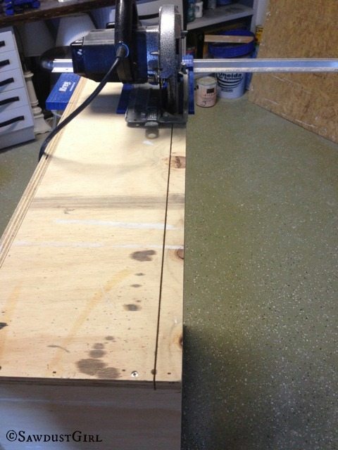 using Kreg RipCut to trim down an assembled cabinet