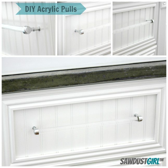 DIY acrylic drawer pull - sawdustgirl.com