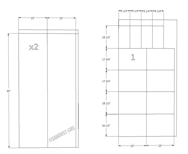 Cut list for wardrobe towers