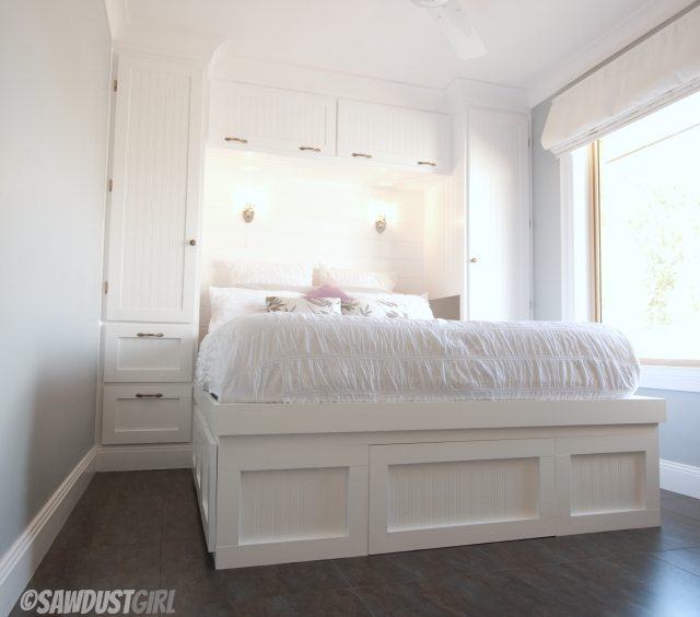 Built-in Wardrobes and Platform Storage Bed - sawdustgirl.com