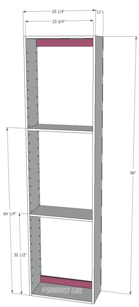 Built-in bookshelf plans from SawdustGirl.com