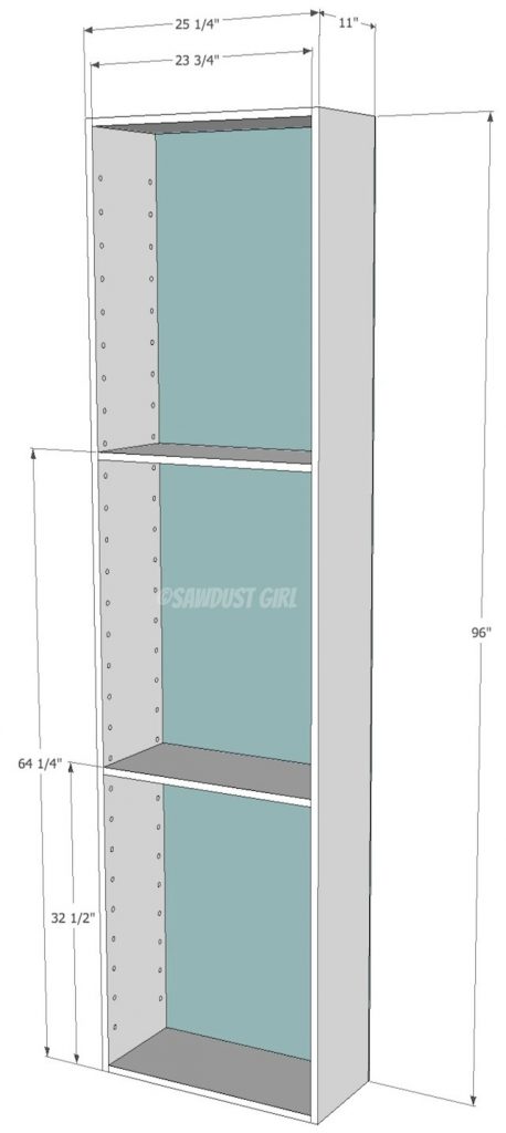 Built-in bookshelf plans from SawdustGirl.com