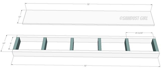 Built-in bookshelf plans from SawdustGirl.com