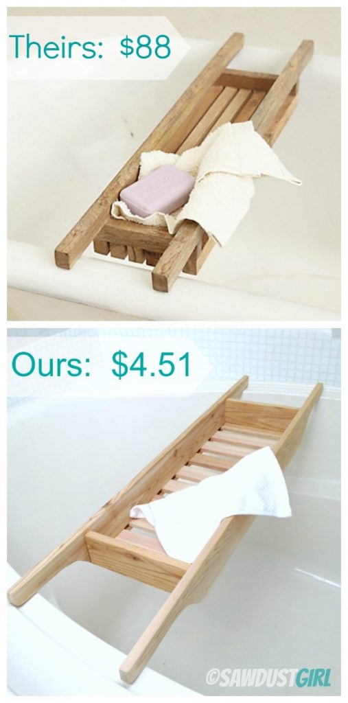 Easy DIY Bathtub Caddy - Cedar Woodworking Project - Sawdust Girl®