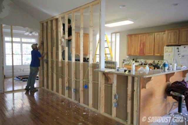 demo wall to open up kitchen