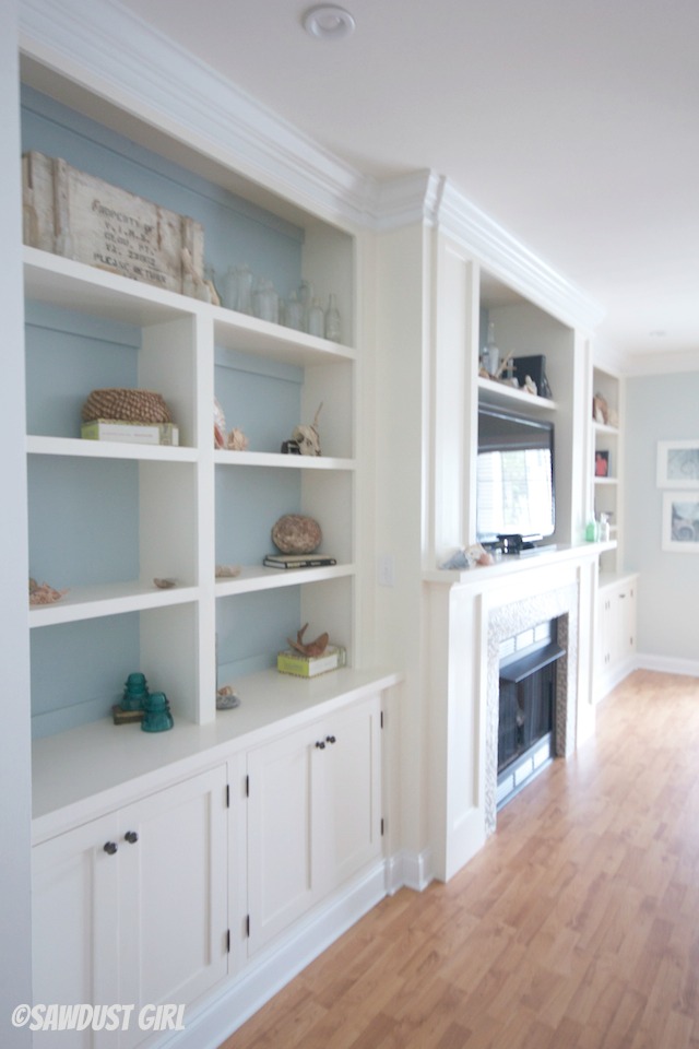 Built-in entertainment center wall. 