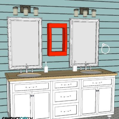Double Vanity with Center Drawers – Free Plans