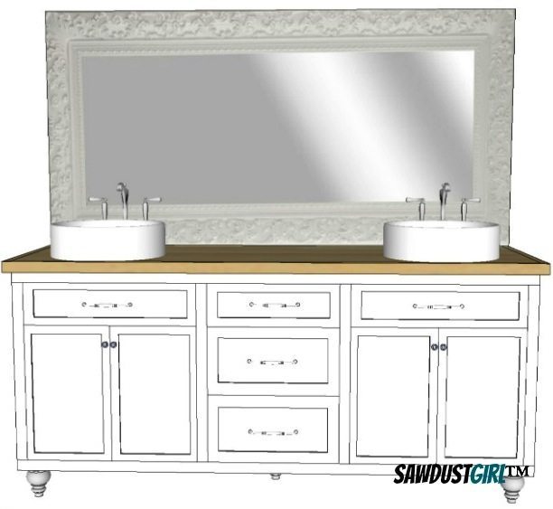 Double Vanity With Center Drawers Free Plans Sawdust Girl