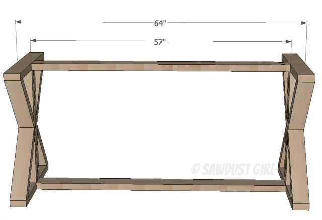 X base farmhouse table plans from SawdustGirl.com