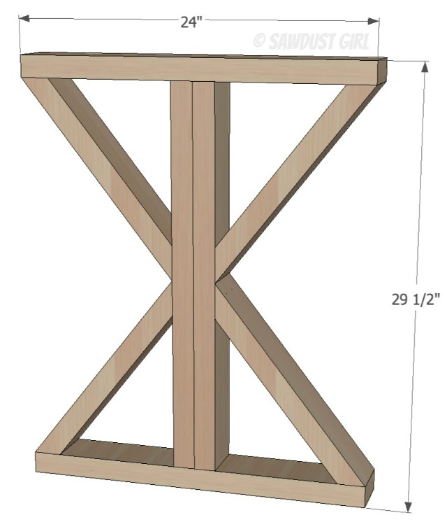 X base farmhouse table plans from SawdustGirl.com