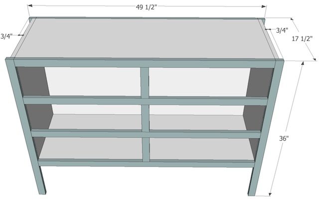 Free Plans to build an apothecary console table from Sawdust Girl.