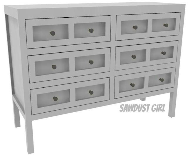 Free Plans to build an apothecary console table from Sawdust Girl.