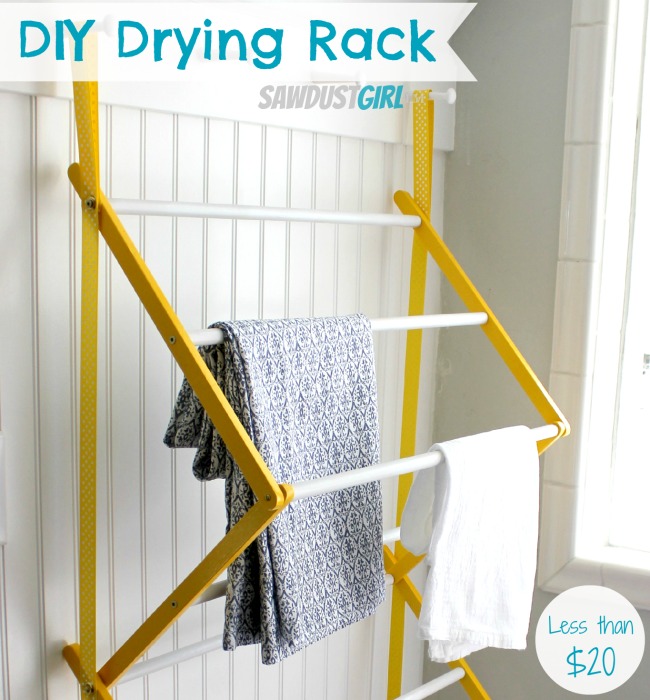 DIY Hanging Drying Rack from https://sawdustgirl.com