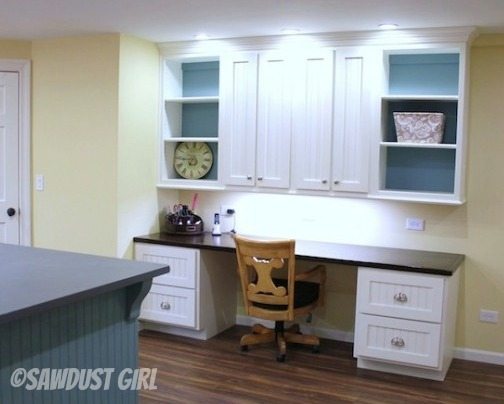DIY office desk -large base cabinet