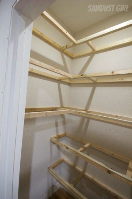 How To Build Corner Floating Shelves Sawdust Girl - Corner Closet Shelves Diy