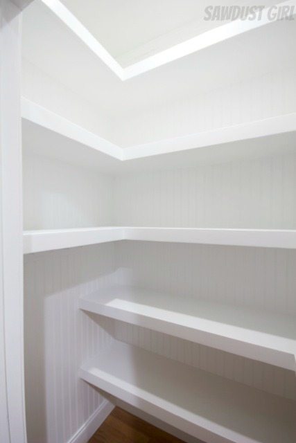 Hall Closet With Floating Shelves, Building Floating Pantry Shelves