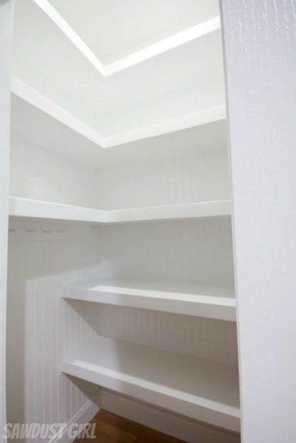 Hall Closet with Floating Shelves - Sawdust Girl®