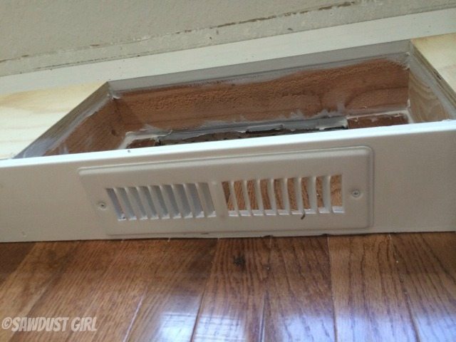 A Cabinet Base With Floor Vent, How To Cut Tile For Floor Vent