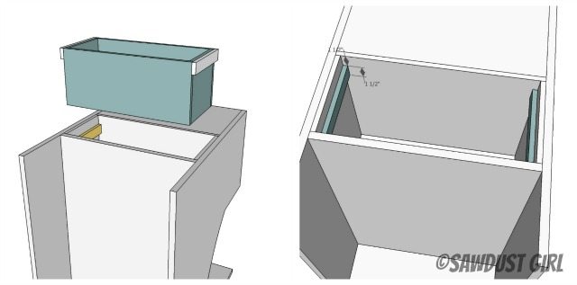 Pull out tool caddy on rolling work cart woodworking plans