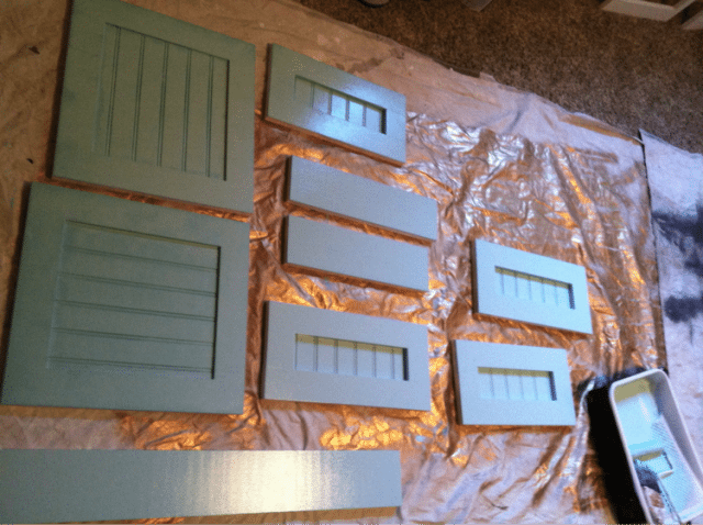 Turquoise doors and drawer fronts for bathroom vanity cabinets