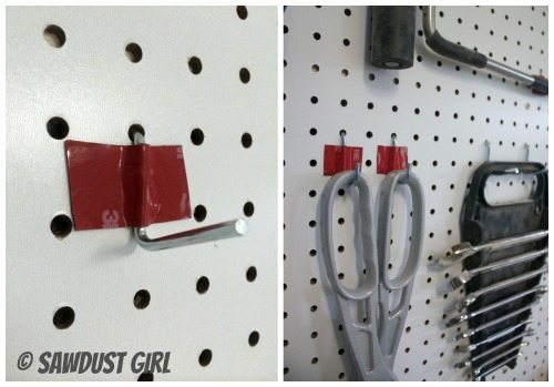 Pegboard hooks - keeping them in place.