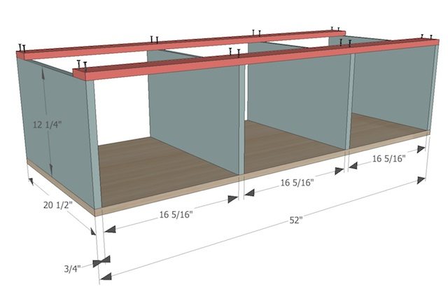 How to Make a Storage Bench and Cabinets for Your Side Entry - Tutorial - Box with top cleats