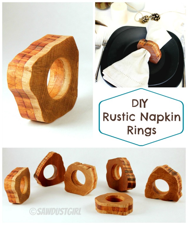 Rustic wood napkin on sale rings