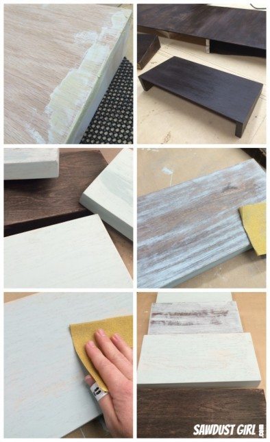 Faux painting technique on plywood bins