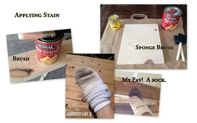 applying stain to wood