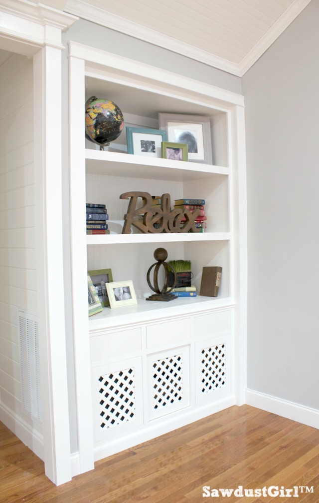 Built in Bookshelf Dog Crate Sawdust Girl