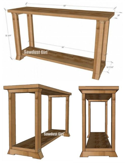 Console Table Woodworking Plans - Sawdust Girl 