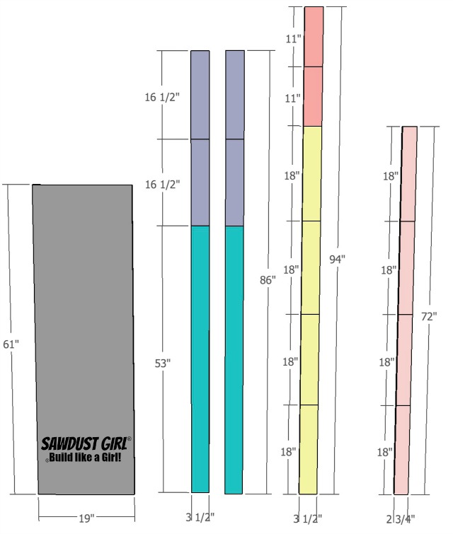 Free project plans to build an easy DIY wood bench from https://sawdustgirl.com.