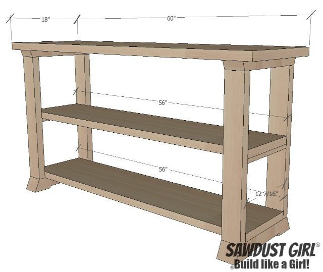 Three Shelf Console Table - Free Plans - Sawdust GirlÂ®