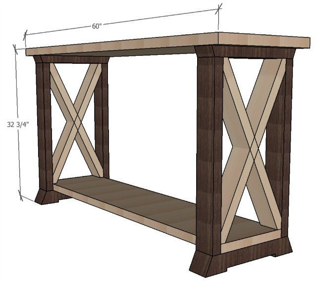 boX leg console table dimensions