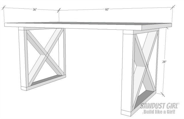 X leg dining table - free and easy project plans from https://sawdustgirl.com.